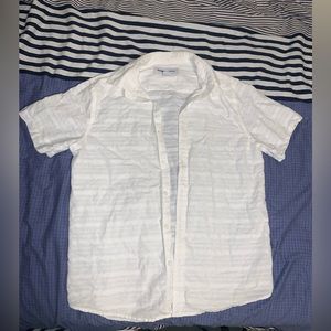 Old Navy White Textured Mens Camp Shirt Size Small